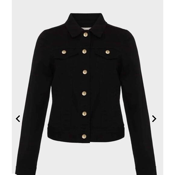 Hobbs Miriam jacket ladies denim jacket black Size 6 Polished Goth Witchy Office - Picture 3 of 12